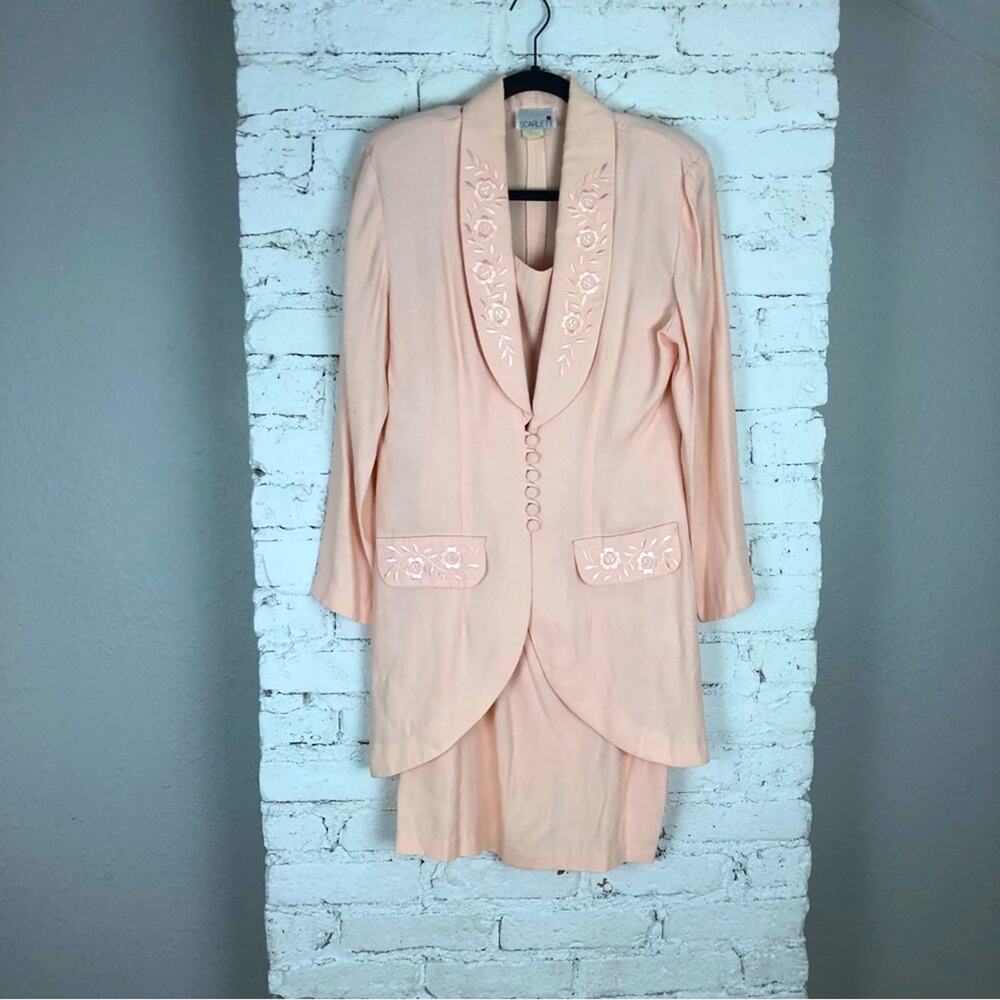 Vintage Scarlett Floral Embroidered Dress & Jacket Set